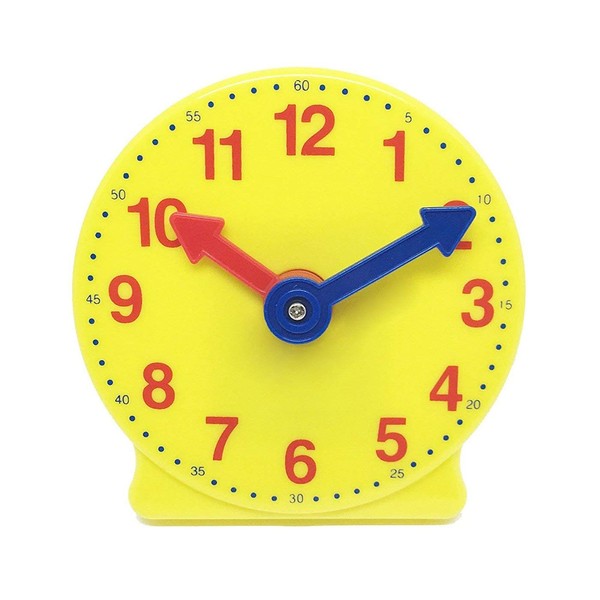 hand2mind 4731 Learning Clock, Learn To Tell Time With Geared Practice Clock, Plastic, 4 Inches