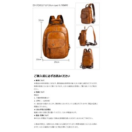 Whatna WX8686 Antique Tanned Cow Leather One Shoulder Men's 3-Way Crossbody Bag, Chest Bag, Rucksack, Handheld Bag, Handbag, Earphone Hole, Genuine Leather, Thick, Leather, Double Zipper,