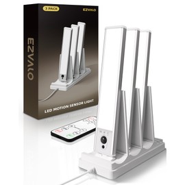 EZVALO Under Cabinet Lighting with Charging Station, Rechargeable Motion Sensor Light Indoor, Dimmable Closet Lights Wireless, 5700K, Motion Activated Under Counter Lights for Kitchen,Pantry(3 Pcs)