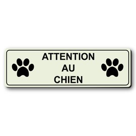 Mygoodprice Personalisierbares Schild mit Logo, Aufschrift "Attention au au Hund", 13 x 4 cm, Schwarz, gebürstetes Aluminium, gebürstetes Aluminium