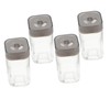 BIUDECO 4pcs Kitchen Glass Spice Jars Transparent Seasoning Containers for