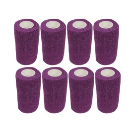 4" Cohesive Flexible Bandage Wrap – 8 Pack | Self-Adherent Vet Tape for Animal Use | Breathable, Easy Tear, No Clips Required | Ideal for Horses, Dogs, Livestock, Pets (Purple)