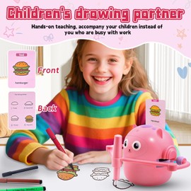 Drawing Robot for Kids, Robot Toys, Interactive Educational Drawing Robots Toy for Kid, I Draw Robots with Voice Interaction& 100 Word Cards, Gift for 5+ Year Old Boys Girls Kids Education