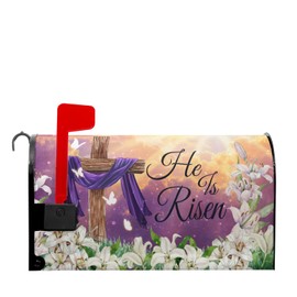 He is Risen Easter Watercolor Mailbox Cover Welcome Spring Floral Mailbox Covers Magnetic Standard Size 21" X 18" Happy Easter Mailbox Wrap Post Letter Box Cover Decor for Home Outdoor Yard Garden