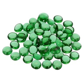 MECCANIXITY Decorative Flat Glass Marbles 12-14mm Rock Vase Filler Beads Pebbles Green for Fish Tank Table Scatter Decor, 50Pcs