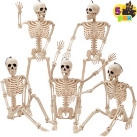JOYIN - 5 Esqueletos articulados de Halloween de 40 cm, con articulaciones articuladas, para decoración de Halloween, Cementerio, casa embrujada y esc
