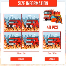 Pack of 40 Napkins Fire Brigade, Square Fire Brigade Napkins, Children's Fire Brigade Napkins, Birthday Napkins, Birthday Napkins Birthday Boy Party Napkins Birthday (33 x 33 cm)