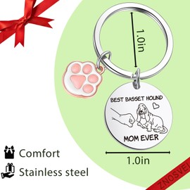 ZNOSVEI Basset Hound Lover Jewelry Basset Hound Person Gift Dog Grandma Keychain Basset Hound Owner Keychain Basset Hound Gift Dog Mommy Gift Basset Hound Mom Keychain