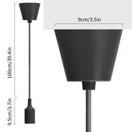 Aigostar Aigostar E27 lamp holder, pendant light, hanging lamp, dining table, height adjustable, lamp suspension E27 with 1 m cable, pendant light with ceiling mount, children's lamp, DIY decorative lighting, black