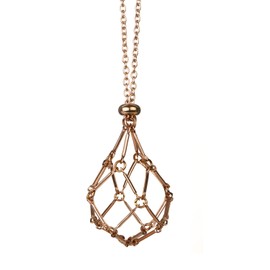 1 Pieces Stainless Steel Necklace Cord Empty Stone Holder Adjustable Cord Cage Crystal Cage Necklace Holder for Women Men for DIY Jewelry Making Accessories(Rose Gold)