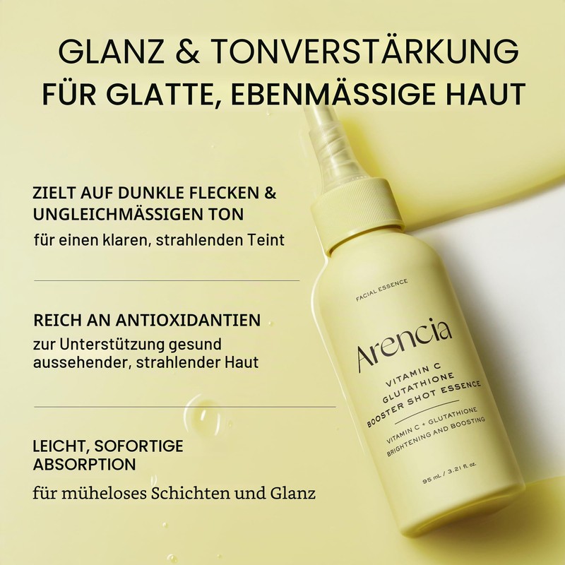 Arencia Vitamin C Glutathione Booster Essence, Face Essence with Niacinamide,