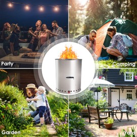 FEBTECH Smokeless Fire Pit with Cooking Stand, Dual Purpose Stainless Steel Wood Burning Bonfire Pit, Portable Outdoor Fire Pit for Camping, Backpacking, and Outdoor Cooking