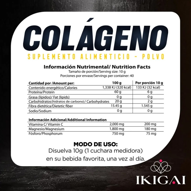 Ikigai Colágeno En Polvo - Suplemento En Bolsa