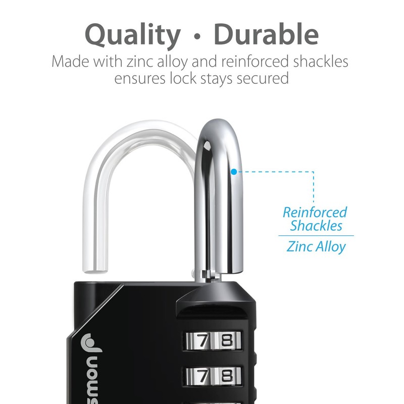 Fosmon Combination Lock, (4 Pack) 4 Digit Multi-Purpose Combination Padlock,