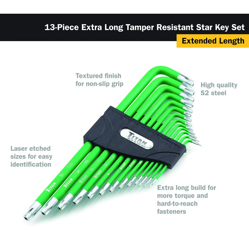 Titan Tools 12715 Extra-Long Arm Tamper Resistant Star Key Set