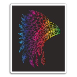 2 x 10cm Indian Headdress Vinyl Stickers - Native American Sticker Laptop #18383 (10cm Tall)