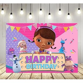 Girl Doctor Backdrop for Birthday Party Supplies Doc Photo Backgrounds Doc McStuffins Birthday Theme Baby Shower Banner 59x38in