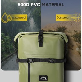 Gurblofy Motorcycle Saddle Bag, 30L Waterproof Motorcycle Tail Bag, 2 Size and 3 Color Options Travel Bag, PVC Bag, Rear Seat Bag, Field Green GT-30GN