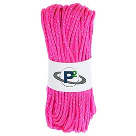 PARACORD PLANET Fluorescent Reflective 95lb 1.8mm Paracord in Lengths of 10', 25', 50', 100', 250', 1000' – Ideal for Camping, Hiking, Tent Rope, Guyline