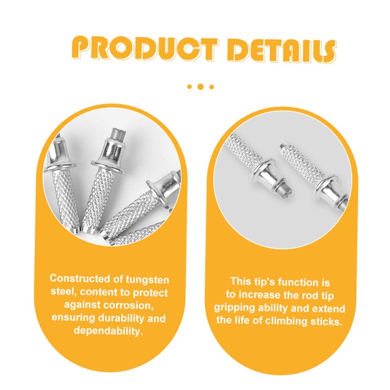 KOMBIUDA Mountaineering Trekking Pole Tips 12pcs Tungsten Steel Tip Replacement