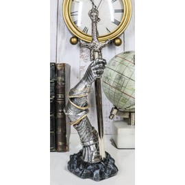 Ebros Gift Classical Medieval Suit of Armor King Arthur Knight Arm Holding Excalibur Sword Desktop Letter Opener Figurine Accessory 10" H Matter of Britain Arthurian Legends Collectible