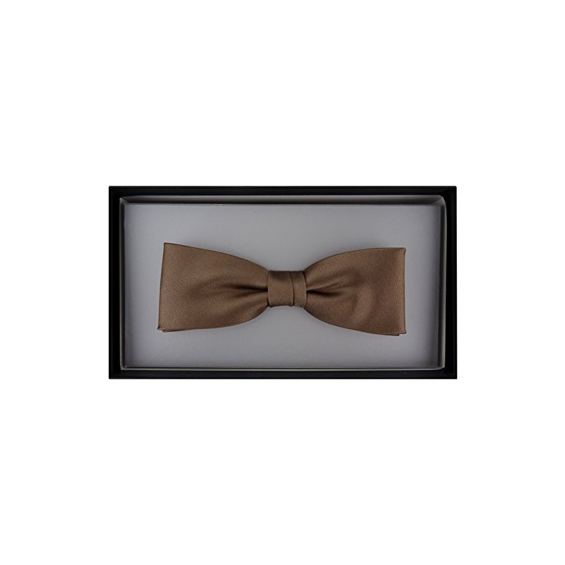 TigerTie Pre-Tied Slim Bow Tie Plain + Box, Golden Brown