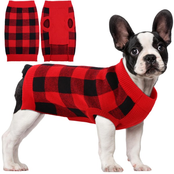QBLEEV Dog Sweater Vest Turtleneck Dogs Knitted Sweatshirt with Harness
