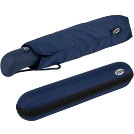 iX-brella First Class Umbrella with Case - Sturdy Large Stormproof, insignia blue with case, 95 cm, Automatic pocket umbrella
