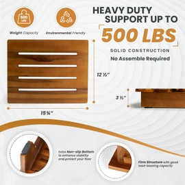 Holana 3.5in Height Wooden Step Stool for Adults (Fully Assembled) - 500 Lbs One Step Stools for High Bed Riser - Small Stepping Stool for Elderly, Seniors, Kid/Bathroom, Bed, Kitchen (Acacia Wood)