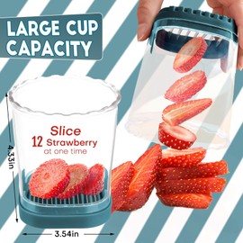 Fruit Slicer Cup | Strawberry Slicer | Banana Slicer | Grape Cutter | Egg Slicers | Detachable Fruit Cutter Slicer with Push Plate | Creative Strawberry Slicer Kitchen Gadget (Dark Teal)