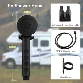 RV Shower Faucet with Hose and Head, RV Outdoor Shower Kits, RV Tub Faucet with Shower Diverter Outdoor Shower Kit Fits for RV/Campers,Travel Trailer,Motorhome (Bathtub Faucet Kit, Black)