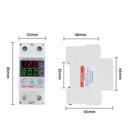 SVP916 SINOTIMER Dual LED Display 120VAC 80A Adjustable Voltage Surge Protector Relay with Limit Current Protection, Din Rail Installation in DB Home Usage (Green Display)