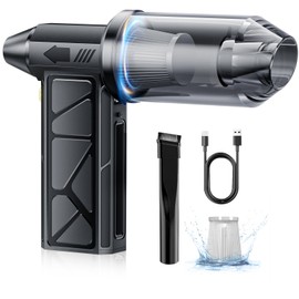 Compressed Air Duster 4 Gear Adjustable 250,000RPM, Violent Turbo Fan, 8000mAH Portable Air Blower Perfect Replacement for Canned Air Keyboard Cleaner Kit with Vacuuming Function and Led Flashlight