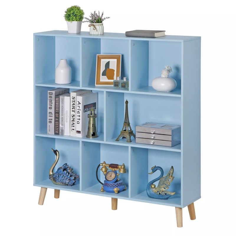 Segawe 8 Cube Storage Organizer, 3 Shelf Wood Bookshelf Storage