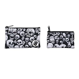 Plan B, Wallet Set of 2 Coin Holders 14 x 8 cm and 11 x 6 cm, White Skulls, Wallet