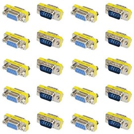 BGTXINGI 20PCS(10Pairs) DB9 9 Pin Male to Male Female to Female RS-232 Plate Insert Type Connectors Serial to Terminal Cable Gender Changer Coupler Adapter Assortment Kit