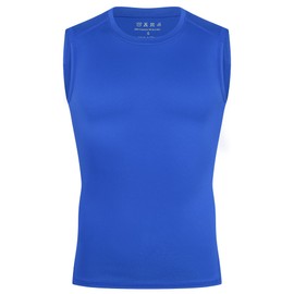 MOVILBENES Boys Compression Shirt Sleeveless Youth Basketball Football Baseball Undershirt Quick Dry Kids Athletic Tank Tops Blue L