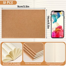 10 Pcs A6 Notebooks A6 Notepads Kraft Cover Notebooks Mini Notebook Small Note Pad Pocket Notebook Little A6 Notebook Multipack for Diary Office School