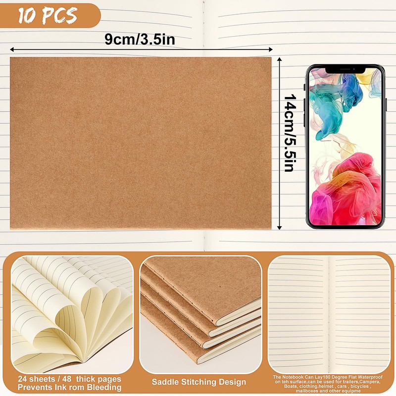 10 Pcs A6 Notebooks A6 Notepads Kraft Cover Notebooks Mini