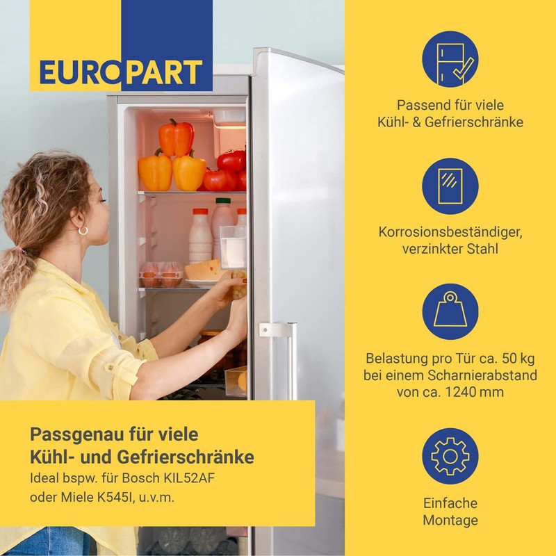 Europart Door Hinge Set for Bosch 10052968 Fridge Freezer Combination