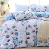MUXHOMO Full Comforter Set, Blue Elegant Floral Print Bed in