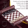 ThreeMoves Roll Up Chess Set - 11" Foldable Leather Chess