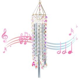 Crystal Wind Chimes - Glass Wind Chimes for Outside, Outdoor Crystal Suncatcher with Tuned Tubes, Reflective Windchimes Outdoors Unique, Hanging Prism Rainbow Maker Chandelier Home Decor Gift