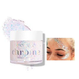 Product Image Chameleon Face Body Glitter, Mermaid Chunky Glitter Eyeshadow Colour Changing Glitter Under Light for Eyes, Face, Hair, Lips & Body Festival Glitter Cosmetics 32 g (#01)