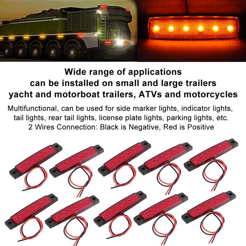 10Pcs/Set Truck Side Marker Light Signal Warning Indicator Lamp with