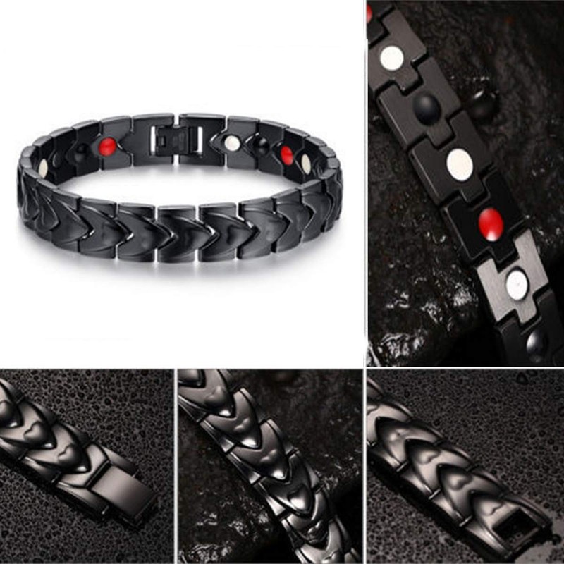 Strong Magnetic Bracelets for Men Titanium Double Strength Magnets Wristband