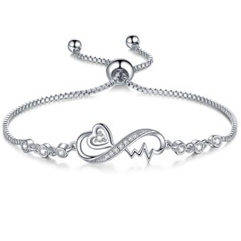 Christmas Gifts for Girlfriend Women, Infinity Heartbeat Bracelets for Women, Birthday Presents for Wife from Husband