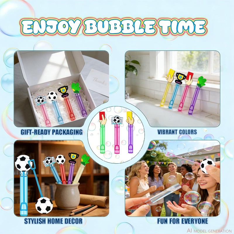 24 Pcs Soccer Bubble Wands, Soccer Party Favors & Goodie