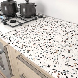 LACHEERY Terrazzo Contact Paper for Countertops Waterproof Self Adhesive Granite Countertop Contact Paper Decorative Wall Paper Roll Peel and Stick Wallpaper for Kitchen Shelf Drawer Liners 15.8"x80"