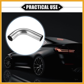 Partuto Bend Elbow Pipe Tube, 1" OD 4" 3.15" Leg 90 Degree DIY Exhaust Pipe Intercooler Air Intake Tube Universal for Car Truck Automotive 304 Stainless Steel Silver Tone Replacement